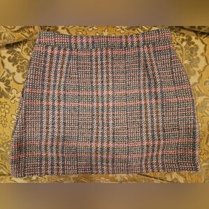 Forever 21 Pink and Gray Plaid Tweed Mini Skirt